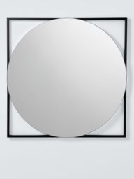 John Lewis Square Frame Bathroom Mirror, Dia. 60cm, Black