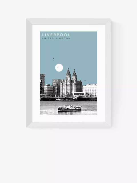 EAST END PRINTS Becks Norf Design 'Liverpool Cityscape' Framed Print