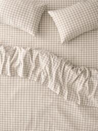 Piglet in Bed Gingham Linen Blend Bedding, Oatmeal