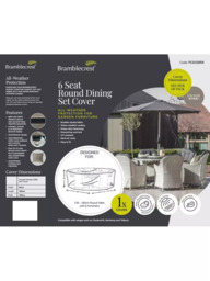 Bramblecrest Rattan 6-Seater Round Dining Set Water Repellent Garden Furniture Covers, Khaki - thumbnail 2