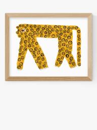 EAST END PRINTS Min Pin 'Super Jaguar' Framed Print, 33.4 x 43.4cm, Natural