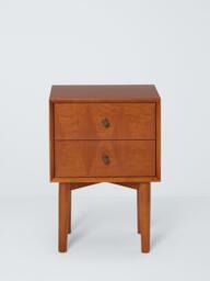 John Lewis Marquetry 2 Drawer Wood Bedside Table, Natural - thumbnail 2