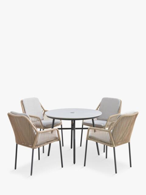 LG Outdoor Malibu 4-Seater Round Garden Dining Table & Chairs Set - image 1