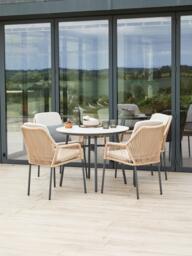 LG Outdoor Malibu 4-Seater Round Garden Dining Table & Chairs Set - thumbnail 2