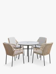 LG Outdoor Malibu 4-Seater Round Garden Dining Table & Chairs Set - thumbnail 1