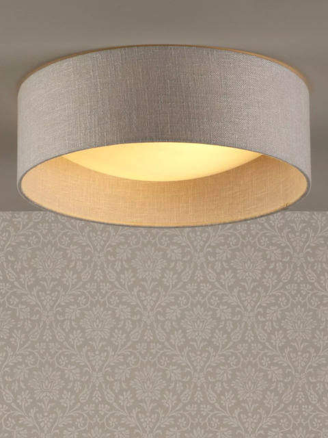 Laura Ashley Bacall Linen Concave Flush Ceiling Light, Woven Silver - image 1