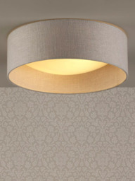Laura Ashley Bacall Linen Concave Flush Ceiling Light, Woven Silver - thumbnail 1