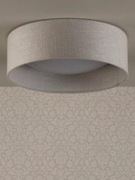 Laura Ashley Bacall Linen Concave Flush Ceiling Light, Woven Silver - thumbnail 2