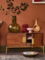 Swoon Banner Small Media Unit, Brown/Brass - thumbnail 6