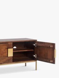 Swoon Banner Small Media Unit, Brown/Brass - thumbnail 4