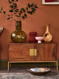 Swoon Banner Small Media Unit, Brown/Brass - thumbnail 2