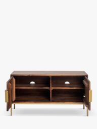 Swoon Banner Small Media Unit, Brown/Brass - thumbnail 5