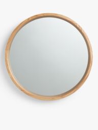 John Lewis Scandi Round Oak Wood Wall Mirror, Natural - thumbnail 1