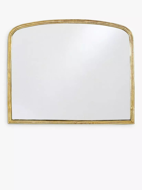 Nkuku Almora Arched Overmantel Wall Mirror, 91.5 x 110cm, Antique Brass - image 1