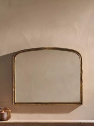 Nkuku Almora Arched Overmantel Wall Mirror, 91.5 x 110cm, Antique Brass - thumbnail 2