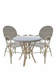 Laura Ashley Riviera 2-Seater Woven Garden Bistro Table & Chairs Set - thumbnail 1
