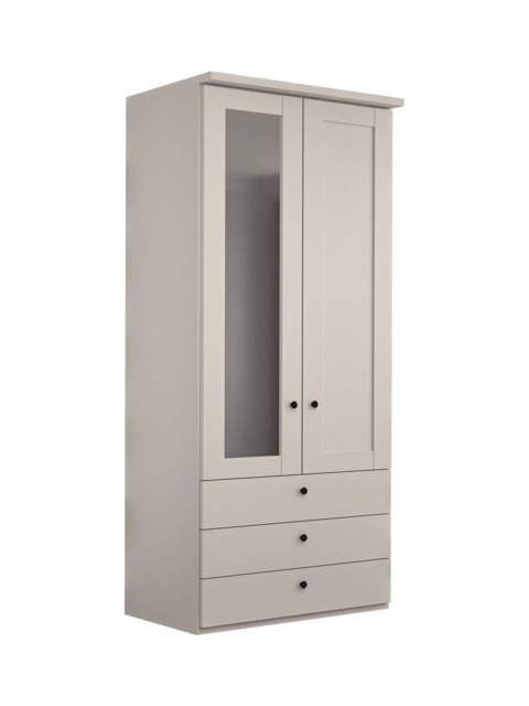 John Lewis Marlow 100cm Hinged Wardrobe with Left Mirror with 3 Drawers, Champagne - image 1