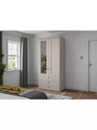 John Lewis Marlow 100cm Hinged Wardrobe with Left Mirror with 3 Drawers, Champagne - thumbnail 2