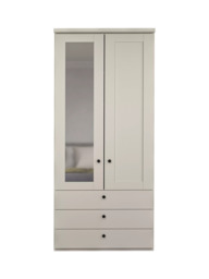 John Lewis Marlow 100cm Hinged Wardrobe with Left Mirror with 3 Drawers, Champagne - thumbnail 3