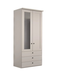 John Lewis Marlow 100cm Hinged Wardrobe with Left Mirror with 3 Drawers, Champagne - thumbnail 1