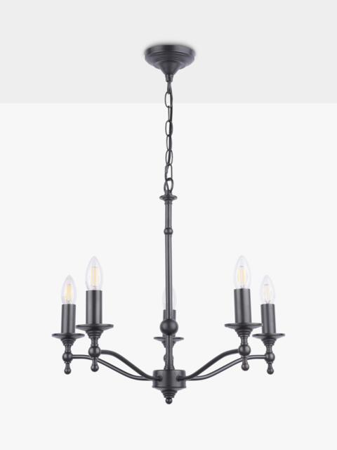 Laura Ashley Ludchurch 5 Arm Chandelier Ceiling Light, Black - image 1