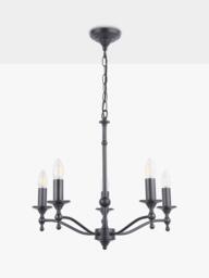 Laura Ashley Ludchurch 5 Arm Chandelier Ceiling Light, Black - thumbnail 1