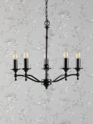 Laura Ashley Ludchurch 5 Arm Chandelier Ceiling Light, Black - thumbnail 3