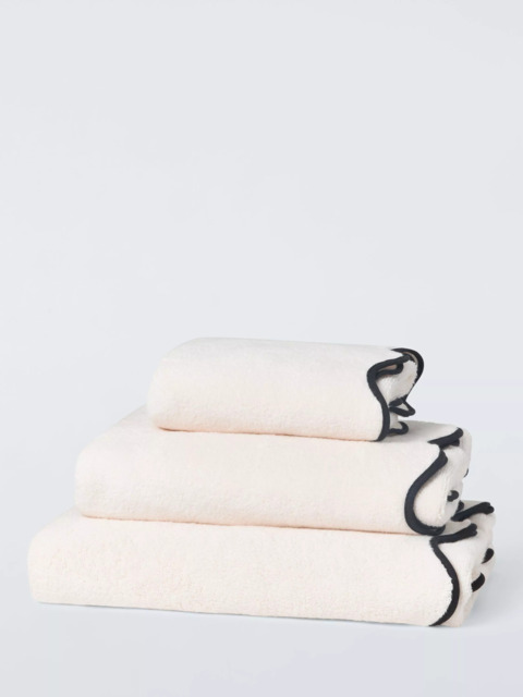 John Lewis Scallop Edge Towels, Cream/Black - image 1