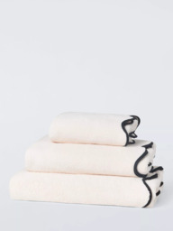 John Lewis Scallop Edge Towels, Cream/Black - thumbnail 1