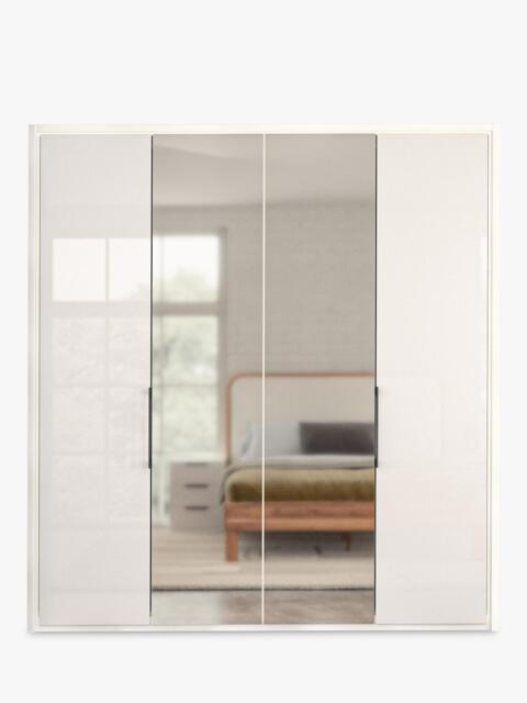 John Lewis Osaka 2m Bi-Fold Wardrobe with 2 Glass Doors & 2 Mirrored Doors - image 1