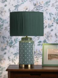 Laura Ashley Knipton Ceramic Base Table Lamp, Green - thumbnail 2