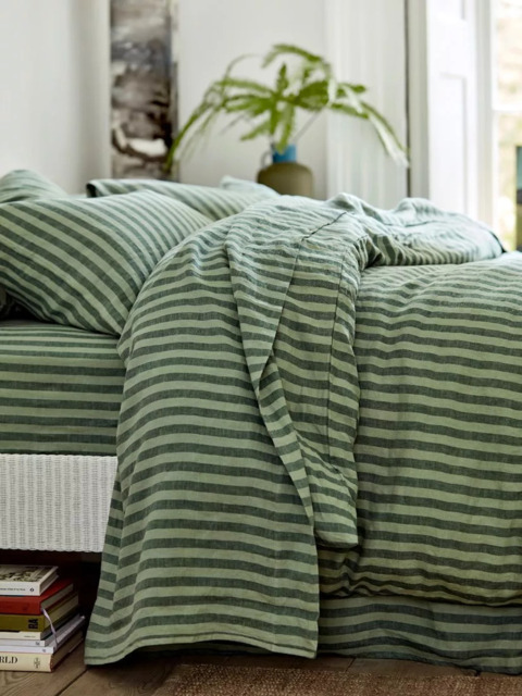 Piglet in Bed Pembroke Stripe Linen Flat Sheet - image 1
