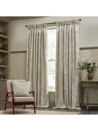 Morris & Co. Acorn Jacquard Pair Lined Pencil Pleat Curtains - thumbnail 1