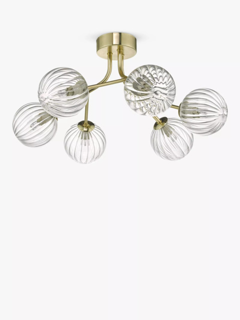 Där Yiska Ribbed Glass Semi Flush Ceiling Light - image 1