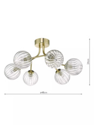 Där Yiska Ribbed Glass Semi Flush Ceiling Light - thumbnail 5