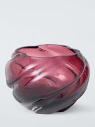 John Lewis Twist Optic Wide Glass Vase, H11cm, Pink