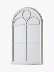 Classic Arch Window Metal Frame Indoor/Outdoor Wall Mirror, 100 x 61cm, Distressed White - thumbnail 2