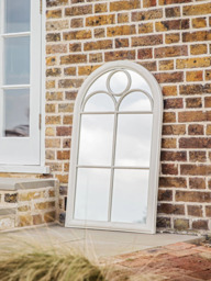 Classic Arch Window Metal Frame Indoor/Outdoor Wall Mirror, 100 x 61cm, Distressed White - thumbnail 6