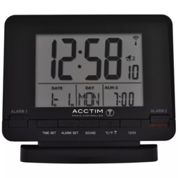 Acctim Radio Controlled Couples Digital Alarm Clock, Black - thumbnail 2