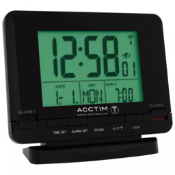 Acctim Radio Controlled Couples Digital Alarm Clock, Black - thumbnail 3