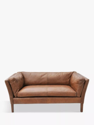 Halo Groucho Small 2 Seater Leather Sofa, Dark Leg - thumbnail 1