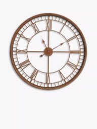 Libra Interiors Skeleton Roman Numeral Round Wall Clock, 80cm, Antique Rust - thumbnail 1