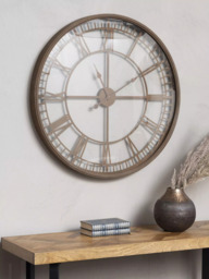 Libra Interiors Skeleton Roman Numeral Round Wall Clock, 80cm, Antique Rust - thumbnail 2