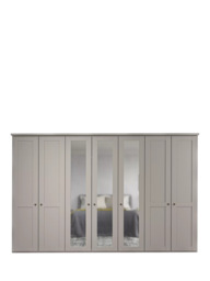 John Lewis Marlow 350cm Mirrored Hinged Wardrobe, Pebble Grey - thumbnail 3