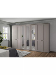 John Lewis Marlow 350cm Mirrored Hinged Wardrobe, Pebble Grey - thumbnail 2