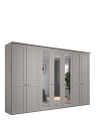John Lewis Marlow 350cm Mirrored Hinged Wardrobe, Pebble Grey