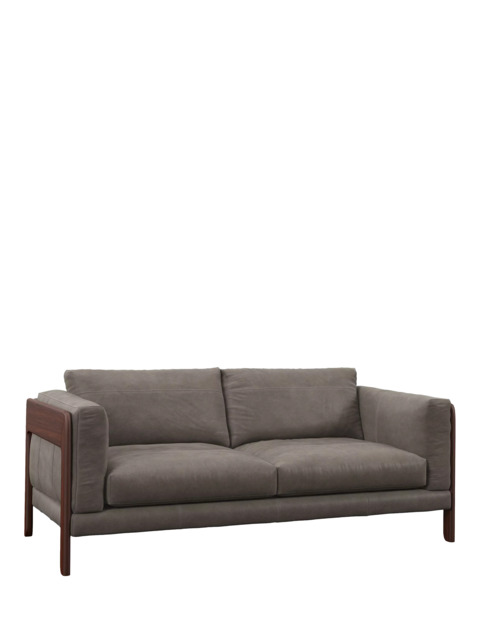 John Lewis Nest Large 3 Seater Leather Sofa, Dark Leg - image 1