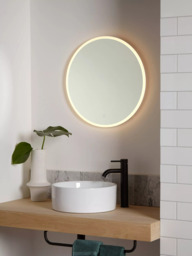 John Lewis Aura Wall Mounted Illuminated Bathroom Mirror, Round - thumbnail 2
