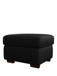 John Lewis Camden Leather Storage Footstool, Dark Leg - thumbnail 4