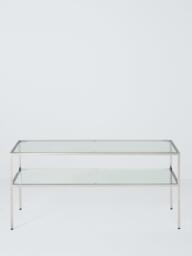 John Lewis Langham Glass Coffee Table, Chrome - thumbnail 2
